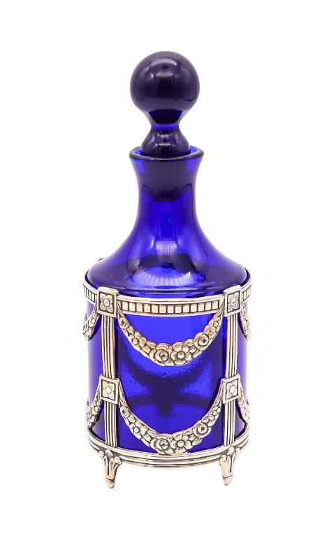 NEO-CLASSIC Swedish Scent Perfume Bottle In Cobalt Glass And .925 Sterling Silver (1 of 8)