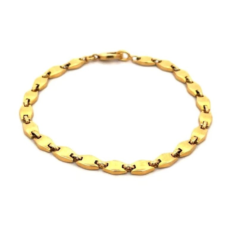 Bar Link 18k Gold Bracelet Yellow Rhombus Shape Solid Links (1 of 7)