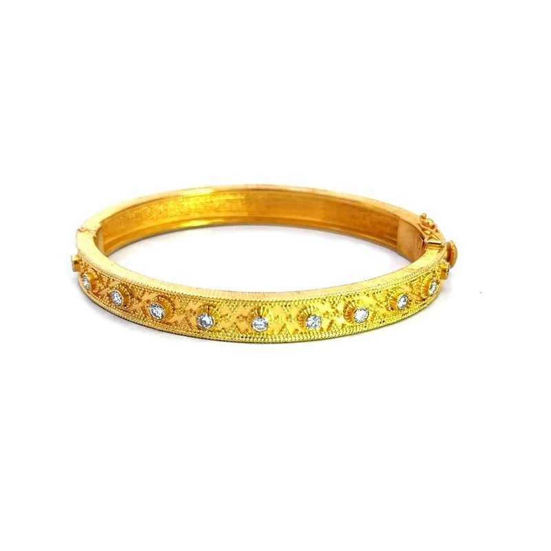 Ilias Lalaounis Gold Bracelet Diamond 18k Yellow Byzantine Etruscan Style (1 of 7)