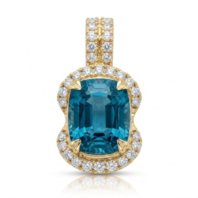 14KT GOLD NATURAL ZIRCON DIAMOND PENDANT (1 of 1)