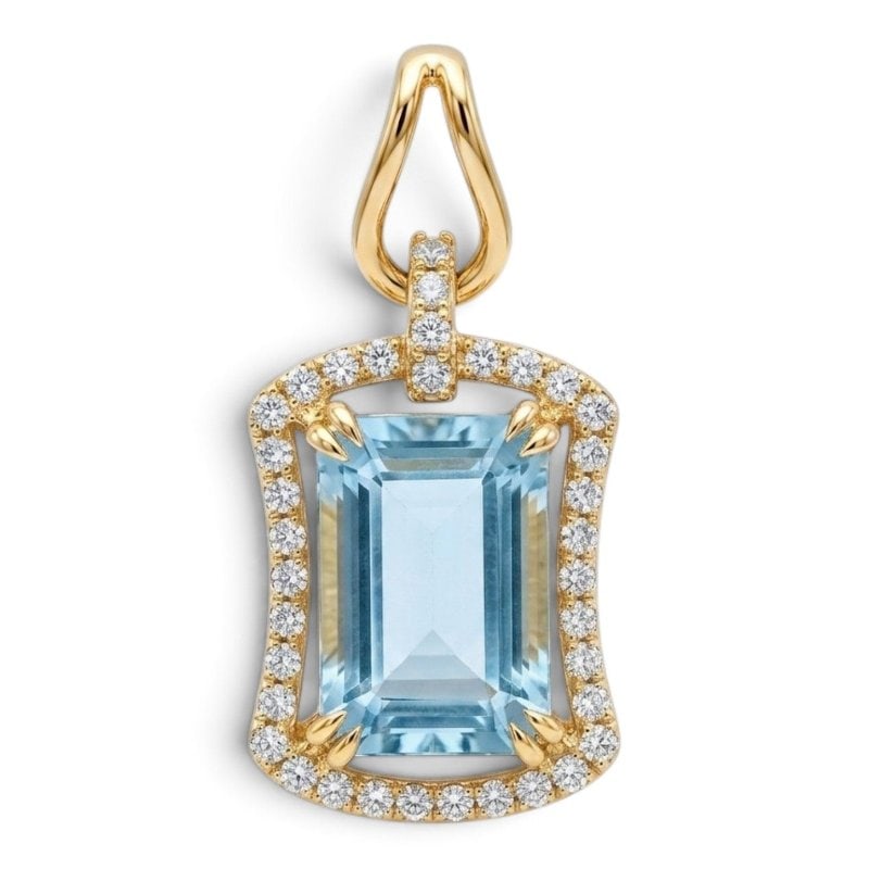 14KT GOLD AQUAMARINE DIAMOND PENDANT: 14KT GOLD WT. APPROX. 2.15 GRAMDIAMOND WT. APPROX. 0.40 CARATAQUAMARINE WT. APPROX. 4.10 CARAT / 1 PCS
