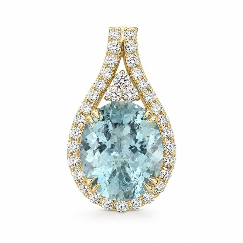 14KT GOLD NATURAL ZIRCON DIAMOND PENDANT: 14KT YELLOW GOLD AQUAMARINE DIAMOND PENDANT14KT GOLD WT. APPROX. 1.35 GRAMDIAMOND WT. APPROX. 0.50 CARATAQUAMARINE WT. APPROX. 3.45 CARAT / 1 PCS