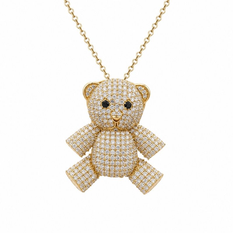 14KT YELLOW GOLD DIAMOND TEDDY BEAR PENDANT (1 of 2)
