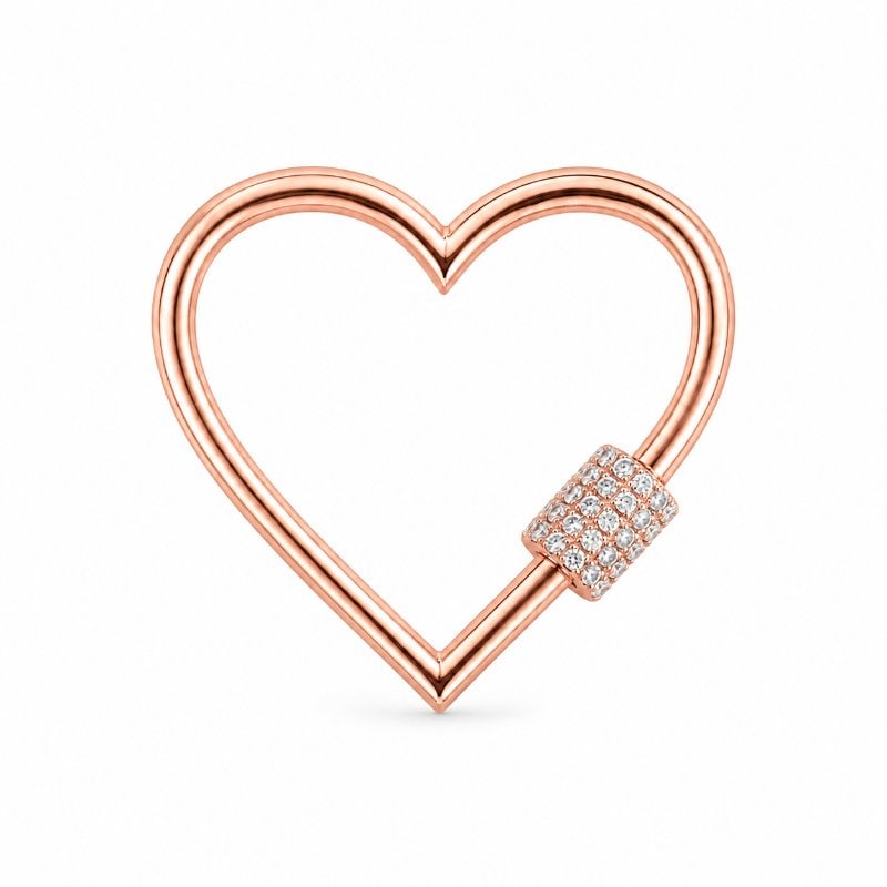 14KT ROSE GOLD HEART SHAPE DIAMOND LOCK
