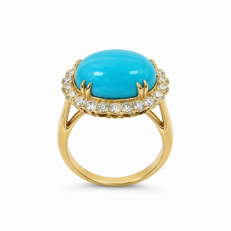 14KT GOLD TURQUOISE AND DIAMOND RING (1 of 3)