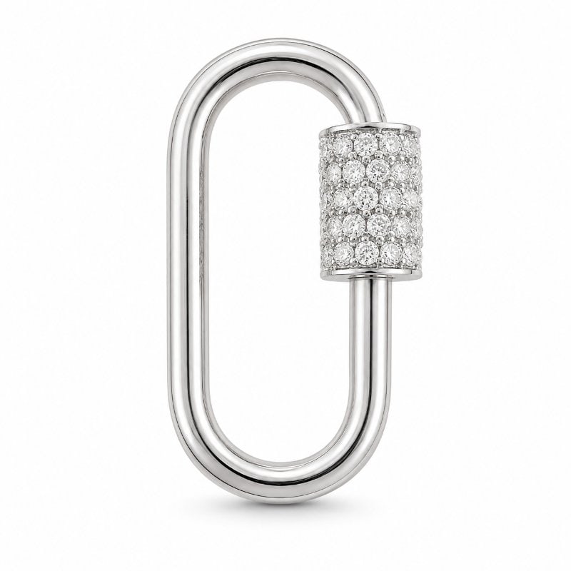 14KT GOLD DIAMONDS CARABINER LOCK PENDANT: 14KT GOLD WT. APPROX. 1.65 GRAMDIAMONDS WT. APPROX. 0.16 CTSSIZE APPROX. - 10 X 16 MM