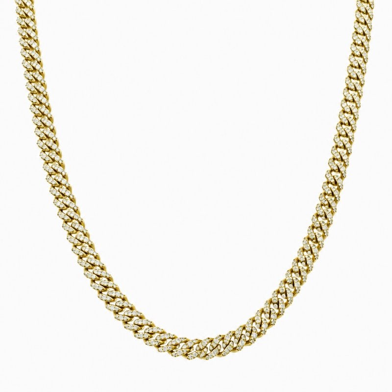 14KT GOLD DIAMOND CUBAN NECKLACE (3MM): 14KT YELLOW GOLD DIAMOND CUBAN NECKLACE 16"14KT GOLD WT. APPROX. 9.826 GRAMDIAMOND WT. APPROX. 1.67 CARAT / 1176PCSWIDTH : 3 MM