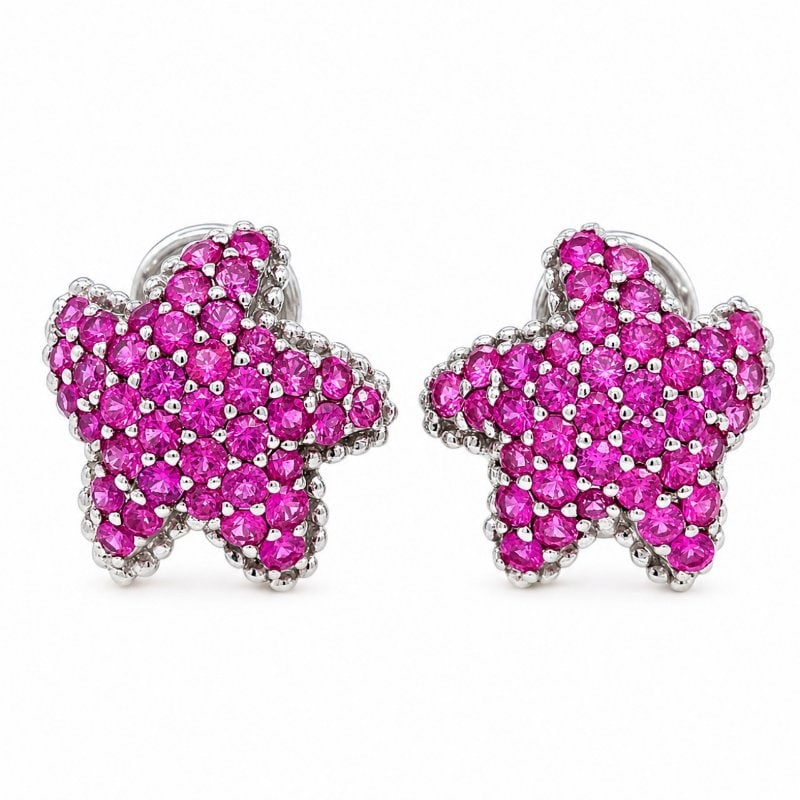 18K White Gold Pink Sapphire Earrings (1 of 5)