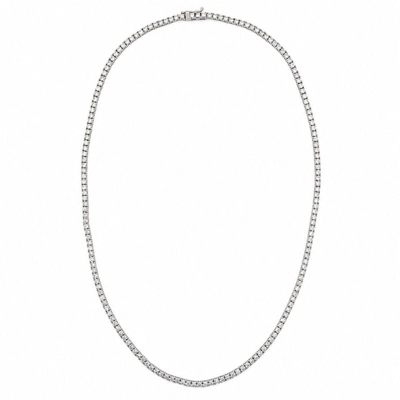 14K White Gold 9.50 Ct. Diamond Tennis Necklace (1 of 4)