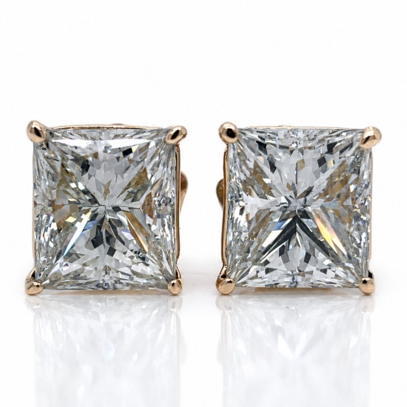 14K Yellow Gold GIA Certified 10.12 Ct. Radiant-cut Diamond Stud Earrings (1 of 6)