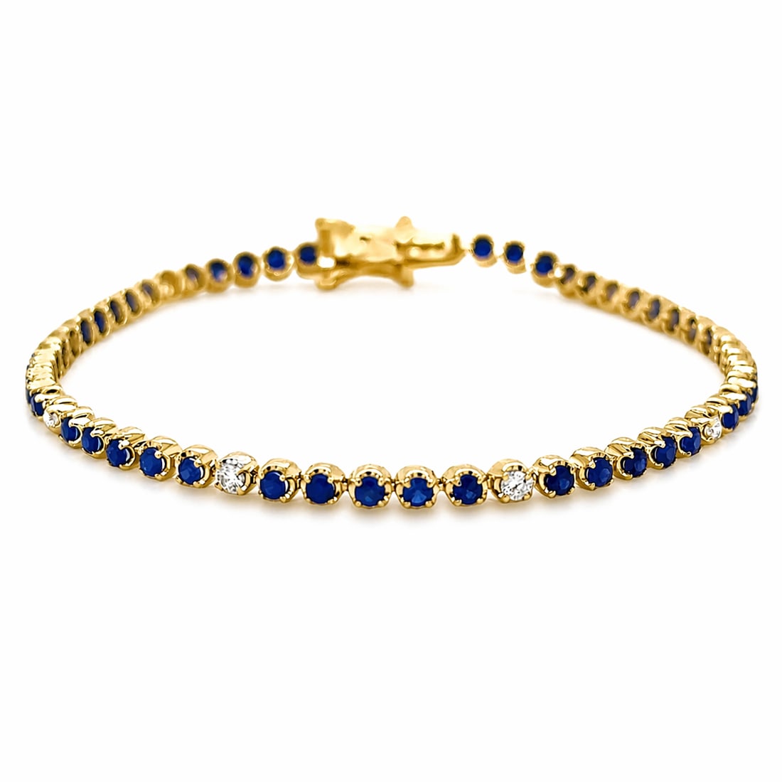 14KT GOLD DIAMOND AND BLUE SEPPHIRE BRACELET (1 of 3)