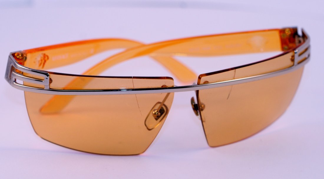 VERY STYLISH VERACE SUNGLASSES: VERY STYLISH ORANGE VERSACE SUNGLASSES.
