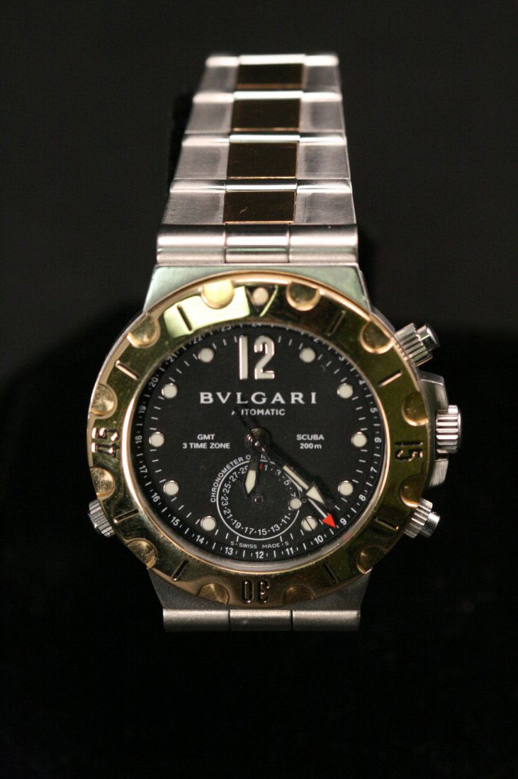 BVLGARI AUTOMATIC: BVLGARI AUTOMATIC GMT 2 TONE WATCH. WATER PROOF UP TO 200M