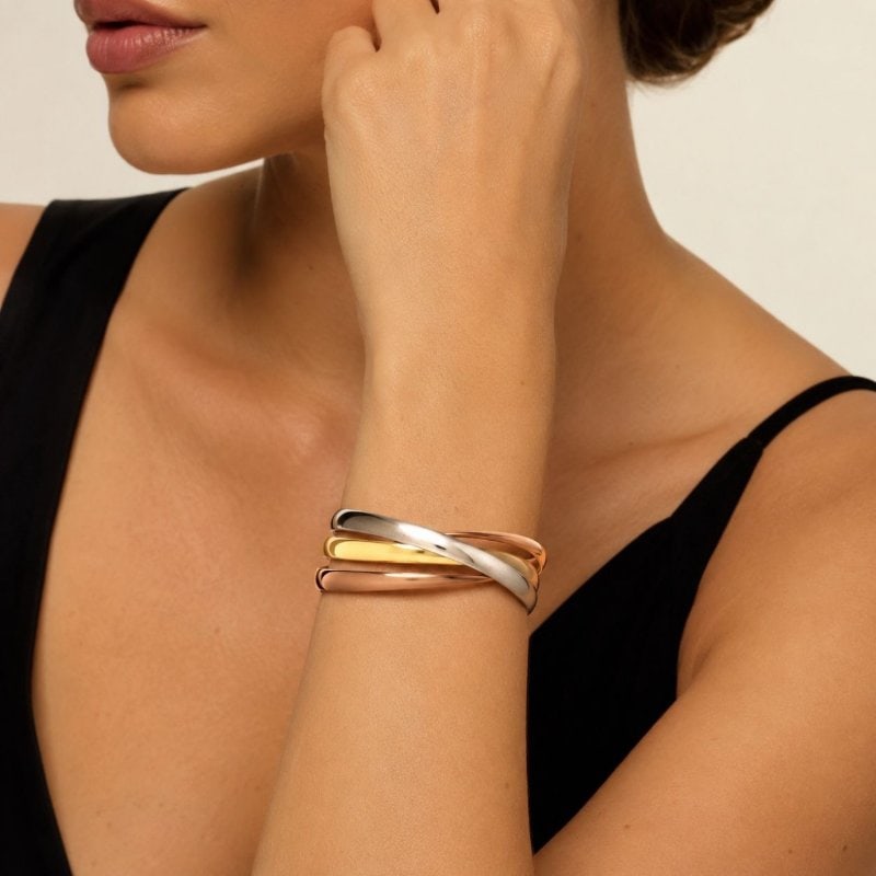 CARTIER 18K Trigold Trinity Bangles - 2