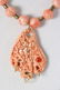 HAND MADE ceramic coral colored beaded necklace and - 2
