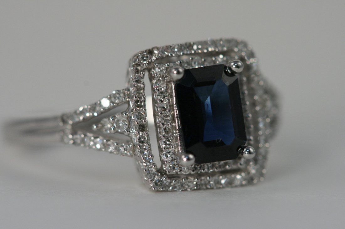 14K W/G RING WITH .50 CTS DIAMONDS AND 1 CT SAPPHIRE: 14K W/G RING WITH .50 CTS DIAMONDS AND 1 CT SAPPHIRE. VALUE $2650