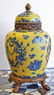 PAIR OF PORCELAIN ORIENTAL URNS ON BRONZE STANDS - 2