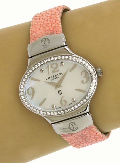 CHARRIOL STAINLESS STEEL & DIAMONDS LADIES WRIST WATCH: This is a designer Philippe Charriol stainless steel and diamonds ladies wrist watch. The case is beautifully crafted in solid stainless steel with a smooth high polished finish adorned with a factory