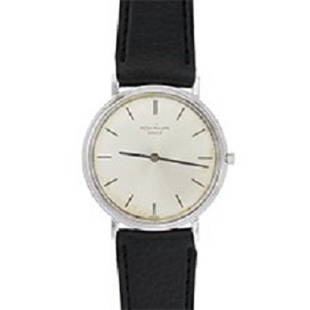 PATEK PHILIPPE WATCH: CALATRAVA, WHITE GOLD, PRE-OWNED, GENERIC STRAP & BUCKLE, REFERENCE: 352010.