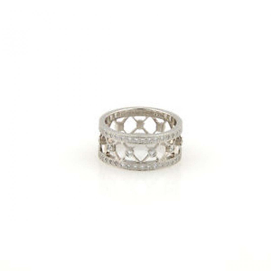 Tiffany & Co. Platinum Voile 8mm Diamond Band Ring-: This authentic Tiffany & Co. ring is finely crafted from platinum. It comes from Tiffany's ever so popular Voile collection and looks truly elegant on the finger. It is fully signed with Tiffany & Co 