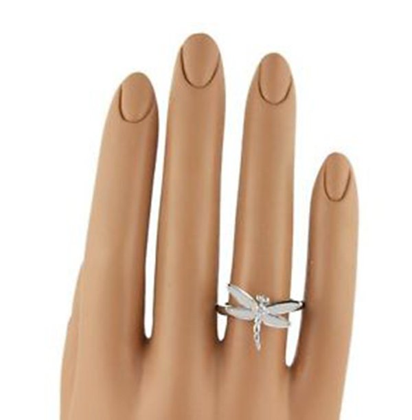 Tiffany & Co 18kt White Gold Dragonfly Design Diamond: This gorgeous dragonfly ring is from the house of Tiffany & Co. It is crafted in solid 18kt yellow gold with a high polished and sandstone finish with a full figure dragonfly. The piece boast a single