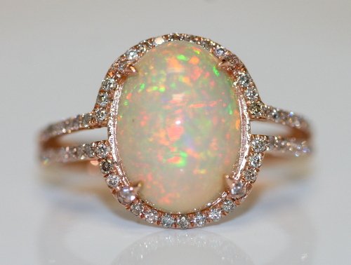 14K ROSE GOLD DIAMOND AND OPAL RING (1 of 3)