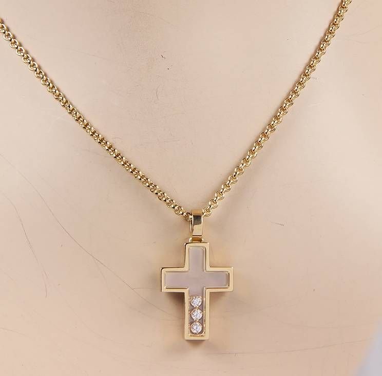 Chopard 18K Yellow Gold Happy Diamonds Cross Pendant (1 of 1)