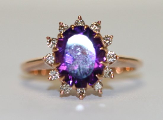 LADIES 14K ROSE  AMETHYST GOLD RING (1 of 3)