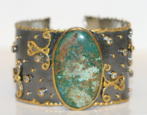 LARGE DESIGNER TURQUOISE BANGLE BRACELET (1 of 3)