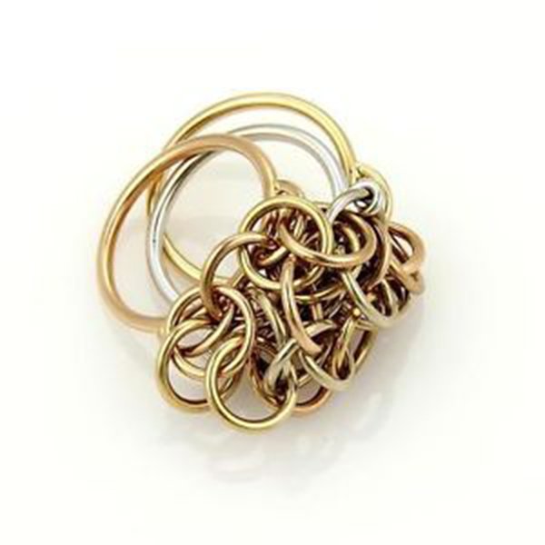Hermes 18k Tri-Color Gold Cluster Circle Links Triple (1 of 8)