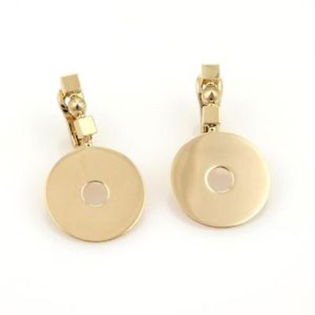 Bvlgari Bulgari 18k Yellow Gold Open Circle Disc Drop: A pair of elegant and authentic earrings by Bvlgari, they are well crafted in solid 18k yellow gold with a high polished finish. This amazing pair of earrings boast a long stud top of two square shape