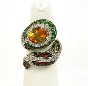 STUNNING 14K WHITE GOLD, 75 PTS. DIAMONDS & 6 CTS GEMS (1 of 5)