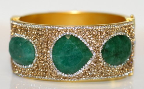 EMERALD CLEAR CRYSTAL BANGLE BRACELET (1 of 2)