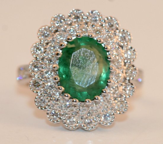 LADIES 14K W/G DIAMOND & EMERALD RING (1 of 2)