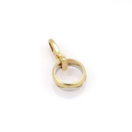 Cartier 18K 2 Tone Gold Stack Ring Designer Pendant: This authentic Cartier pendant is finely crafted from solid 18k yellow and white gold. It features 2 stackable rings in yellow and white gold. When attached to the chain of your choice, it hangs very