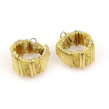 Henry Dunay 18K Yellow Gold Large Designer Hoop Clip On (1 of 5)