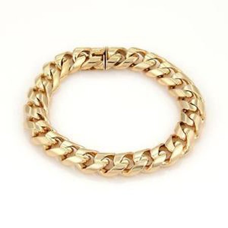 Men's 18K Rose Gold 12mm Wide Thick Curb Link Bracelet (1 of 5)