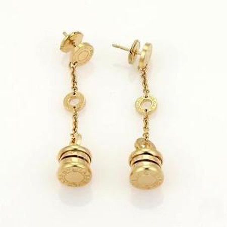 Bvlgari Bulgari B Zero-1 Drop Dangle Earrings in 18k: This authentic Bulgari drop dangle pair of earrings are finely crafted from solid 18k yellow gold. It comes from Bvlgari popular B Zero 1 collection, and features the lovely B Zero 1 drop charms dangl