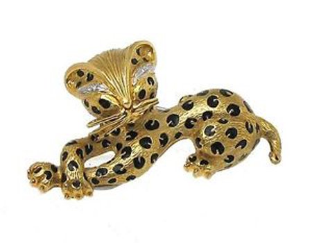 Vintage 18k Yellow & White Gold  Diamond Enamel 3D (1 of 1)