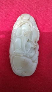 And Nephrite: Qing Dynasty , Chinese,Fine carving of a religious man