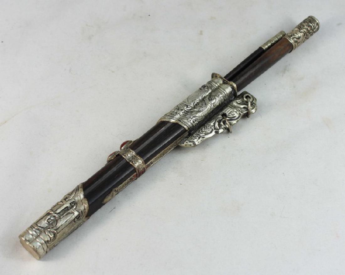 Antique Chinese Wood & Silver Knife & Chopsticks Case (1 of 10)