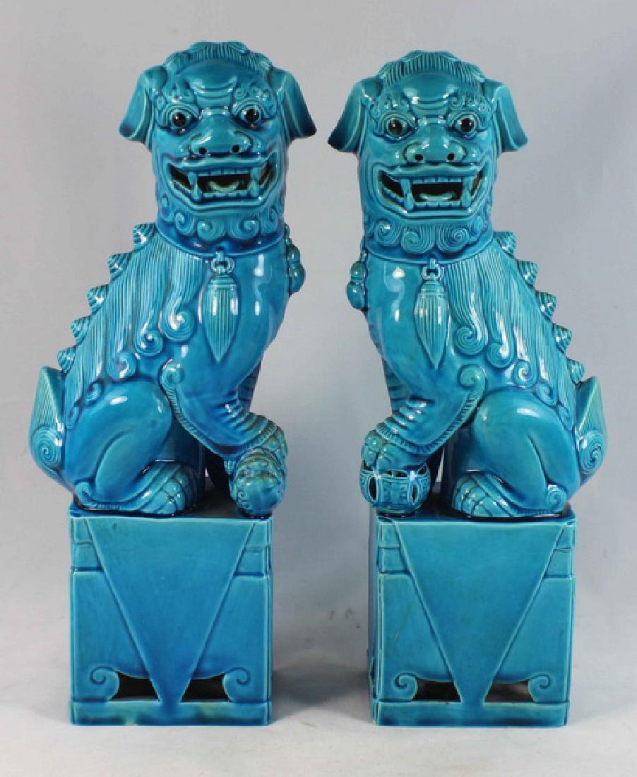 Pair Of Chinese Porcelain Foo Dogs (1 of 7)