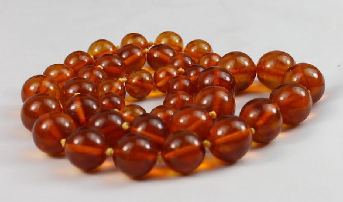 Vintage Carved Amber Bead Necklace (1 of 4)
