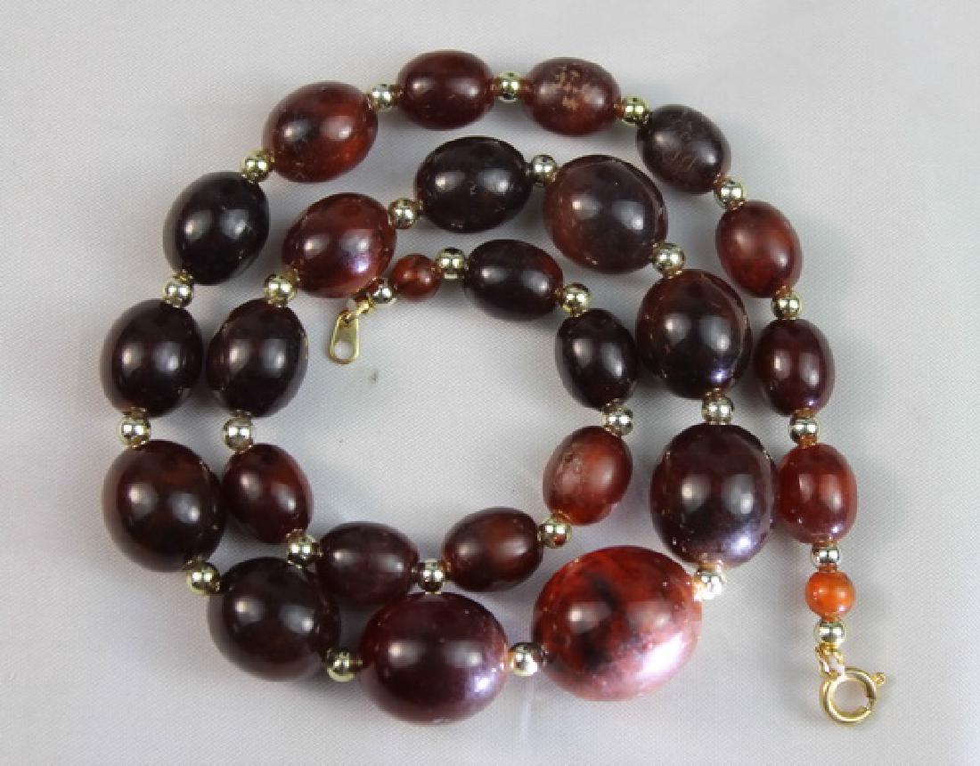 Vintage Carved Amber Bead Necklace (1 of 8)