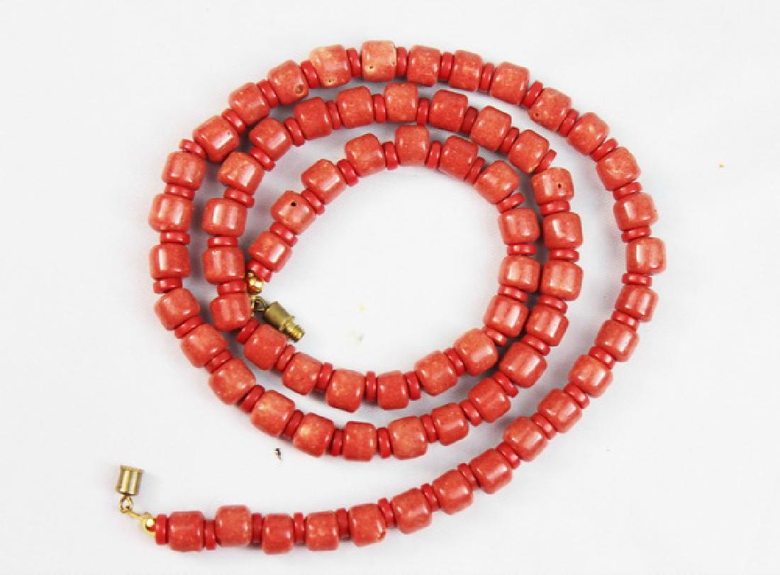Vintage Carved Natural Coral Bead Necklace (1 of 4)