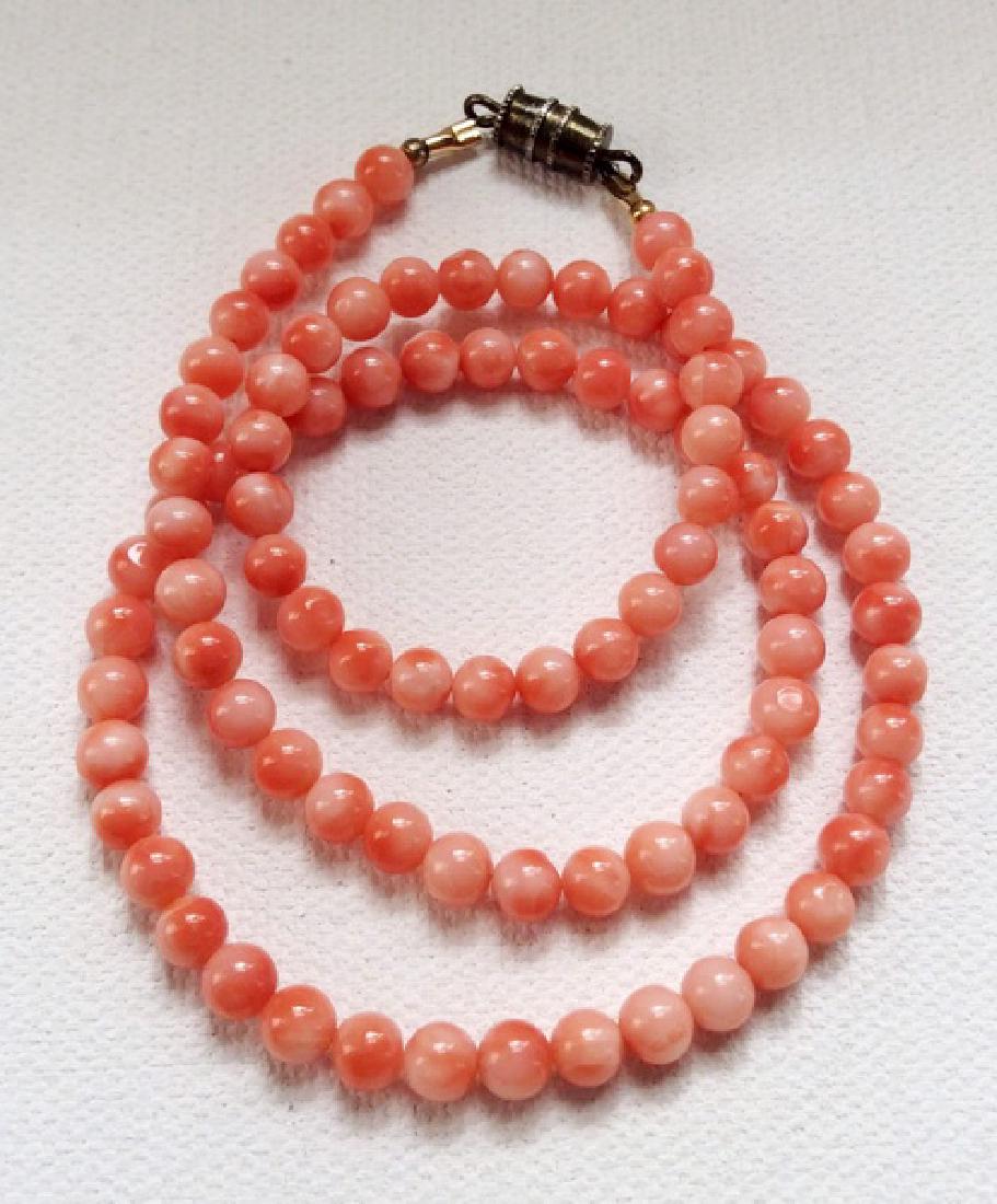 Vintage Carved Natural Coral Bead Necklace (1 of 7)