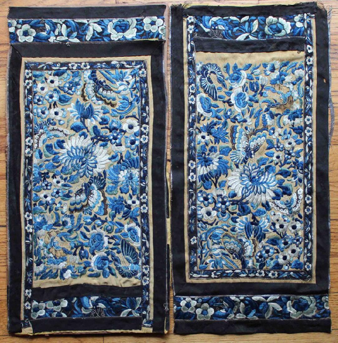 Chinese Antique Embroidery w,Frame: H:25",W:13".Frame size.