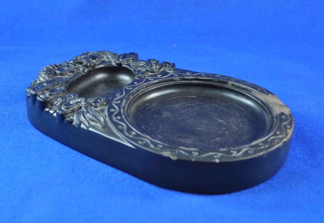 Chinese Carved Inkstone w. Mark: Measurements: 9” X 5.75” X 1.5” Before you have any questions,all cracks/chips/hairlines/or anything at all,it will be marked on the pictures with a arrow.If there are no arrows,then it means th