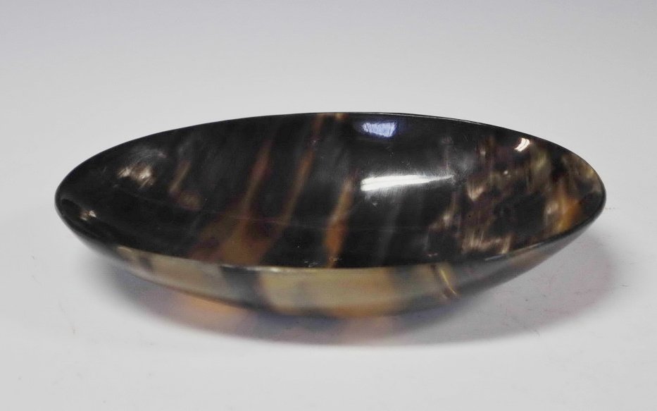 Chinese Carved Tortoise Shell Brush Washer: Measurements: 12" X 1.5" X 1".