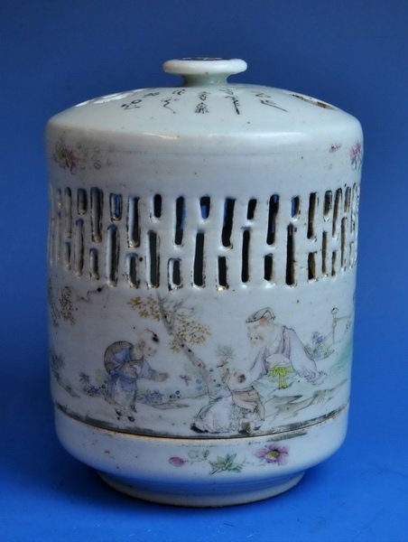 Chinese Antique Porcelain Incense Burner: Measurements: H: 7" X W: 5.25".